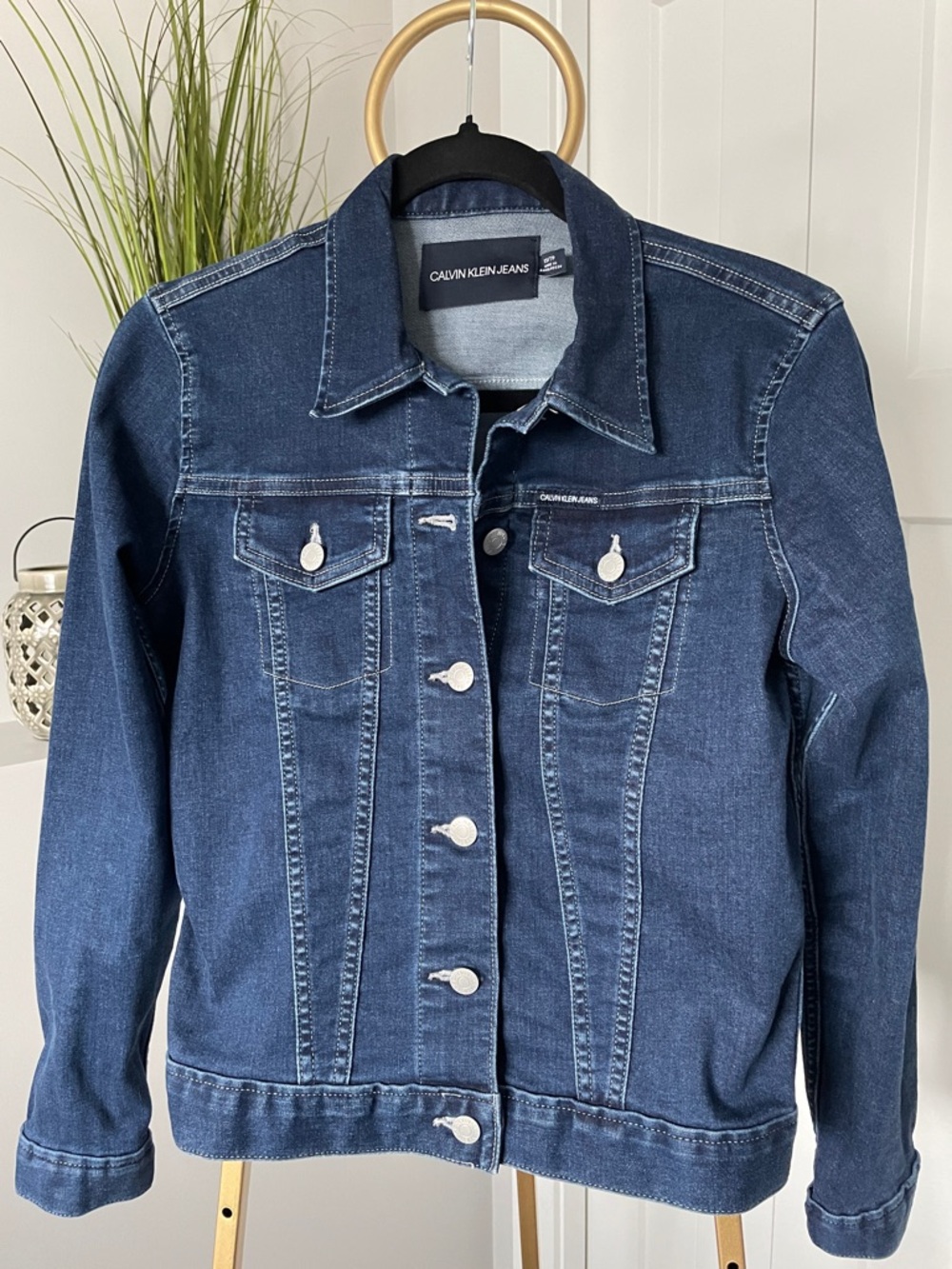 Calvin Klein Jeans Dark Blue Denim Trucker Jacket, Size XS
